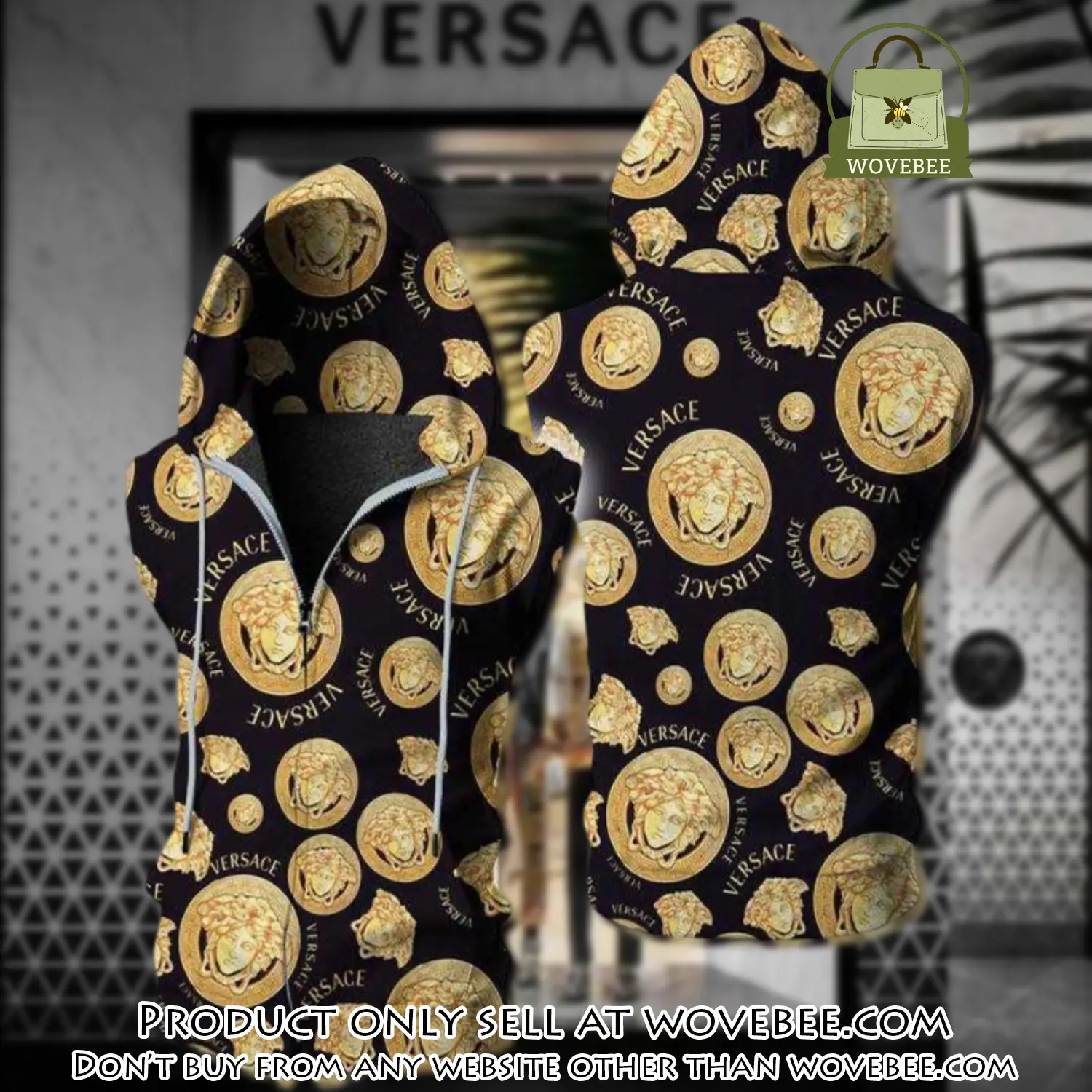 Gianni versace unisex sleeveless zip up hoodie luxury for men women szh003 wvb0527034